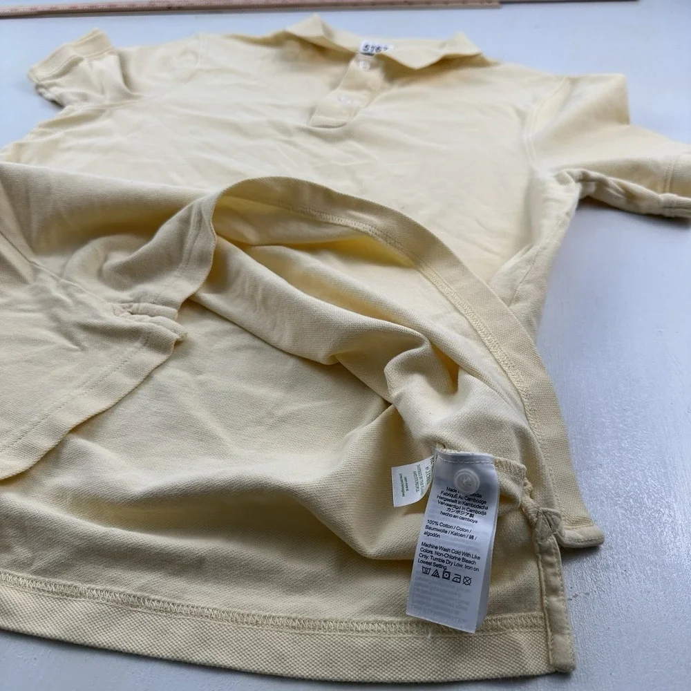 VTG 90s J Crew Oarsman Polo Shirt Mens Medium Tall MT Yellow Cotton Knit Pique